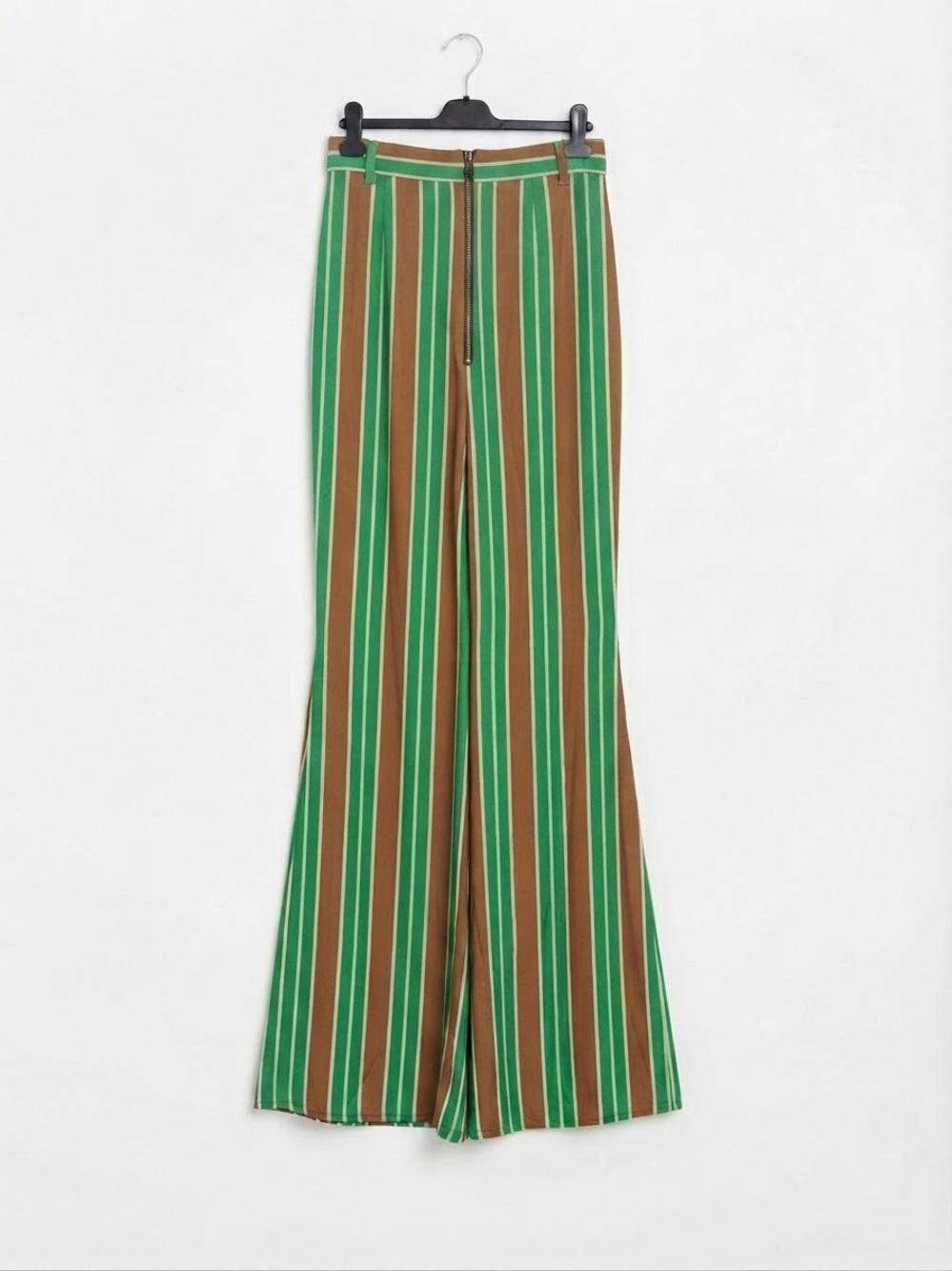 Dixie Vintage Y2K Green & Brown Striped High-Waist Wide Leg Pants Size S
